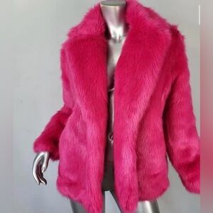 New Michael Kors hot pink faux fur coat sz Med